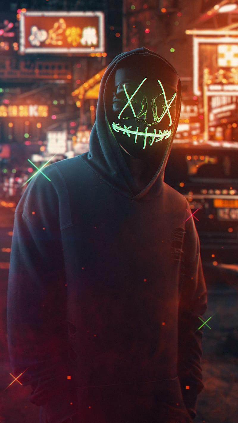 Purge mask, neon, HD phone wallpaper