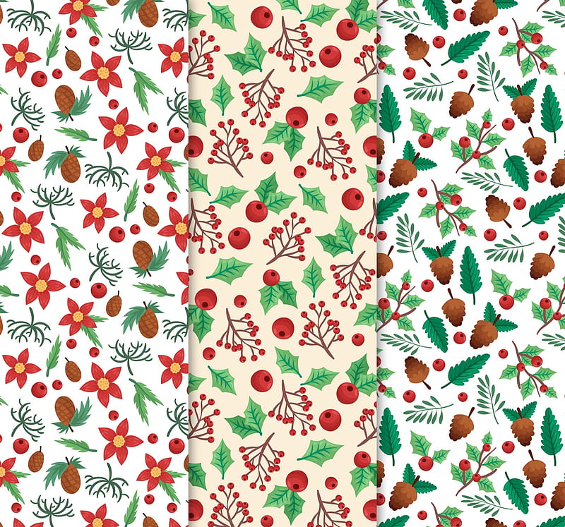 Texture, red, pattern, green, craciun, christmas, berry, paper, mistletoe, HD wallpaper