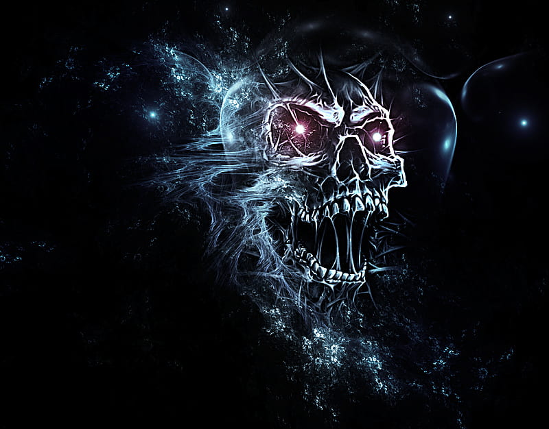 Skull vol2, abstract, black, bones, dark, fantasy, glow, hop, super, HD wallpaper