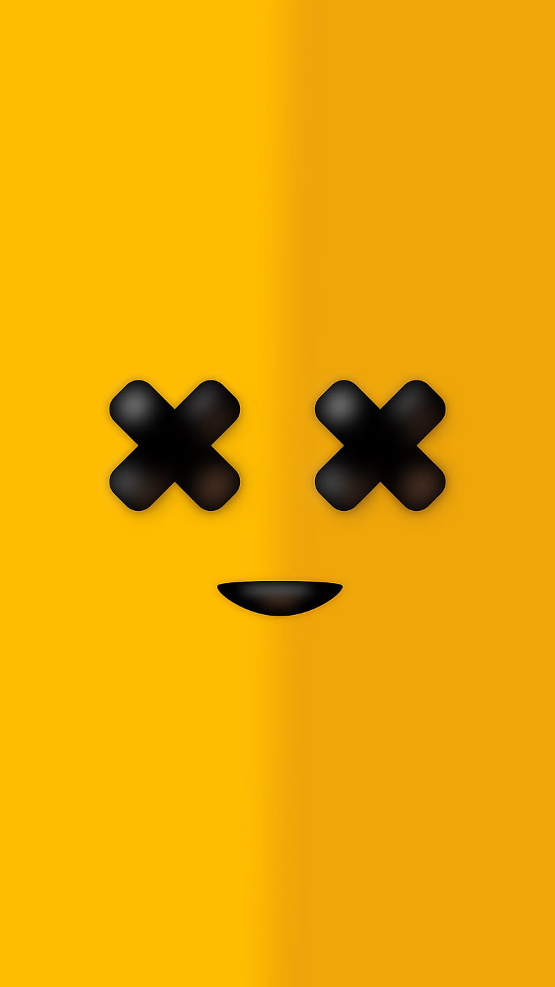 Yellow Fun Face XX, Phone, cute, fortnite, funny, illustration, minimal, smile, HD phone wallpaper