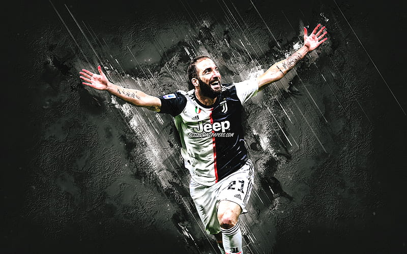 Gonzalo Higuain, Juventus FC, Argentinian football player, portrait, white stone background, Serie A, Italy, football, HD wallpaper