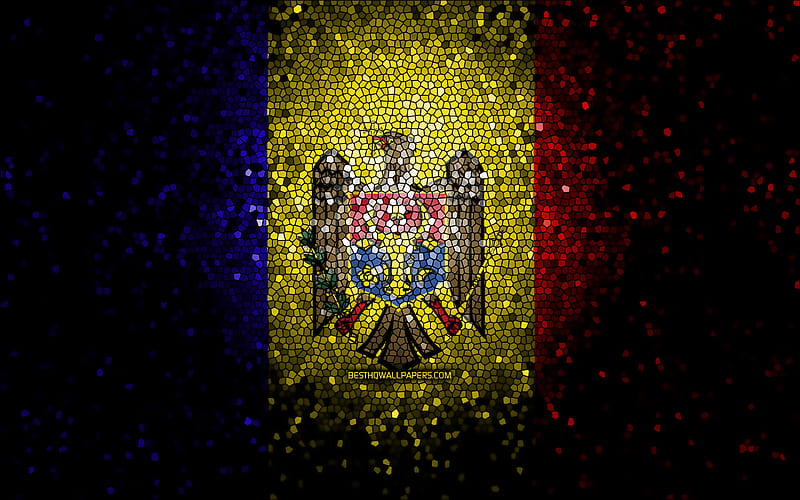 Moldovan flag, mosaic art, European countries, Flag of Moldova, national symbols, Moldova flag, artwork, Europe, Moldova, HD wallpaper