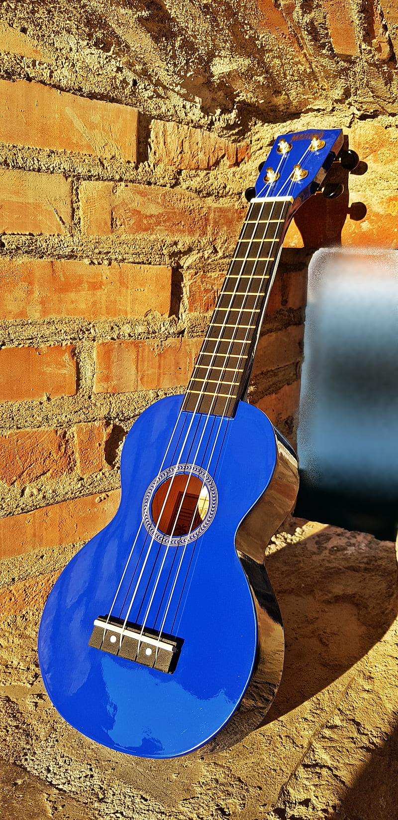 Ukulele, blue, briks, instrument, music, new, strings, HD phone wallpaper