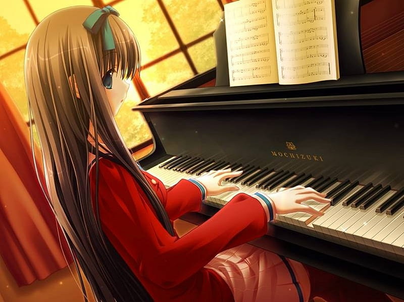Keep Calm and Play Music, pretty, girl, piano, anime, HD wallpaper | Peakpx