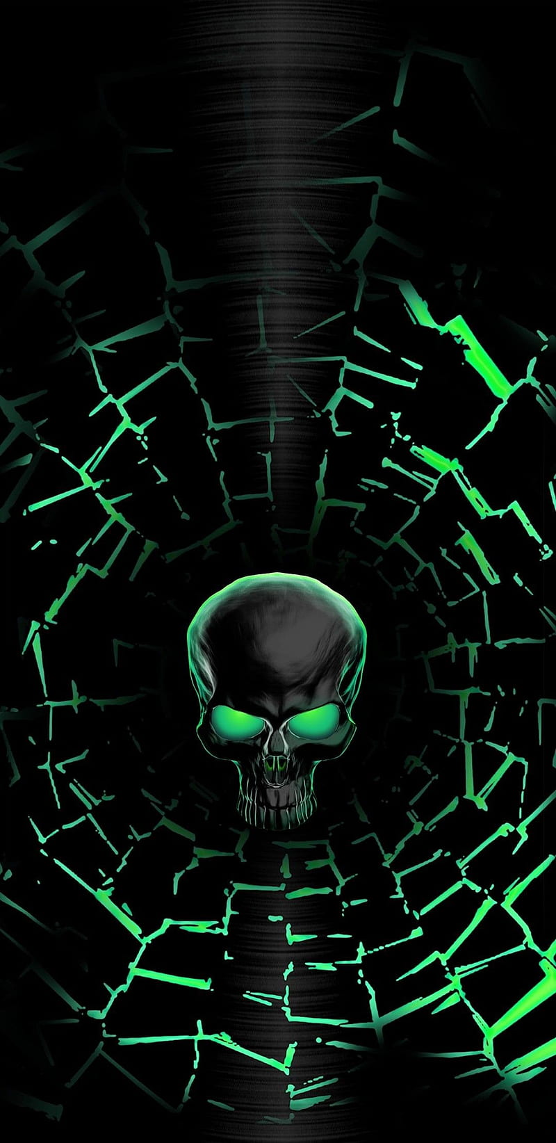 Neon Green Skull, cool, neon, skull, HD phone wallpaper