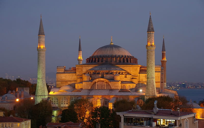 Blue Mosque, evening, Istanbul, Turkey, tourism, travels, HD wallpaper