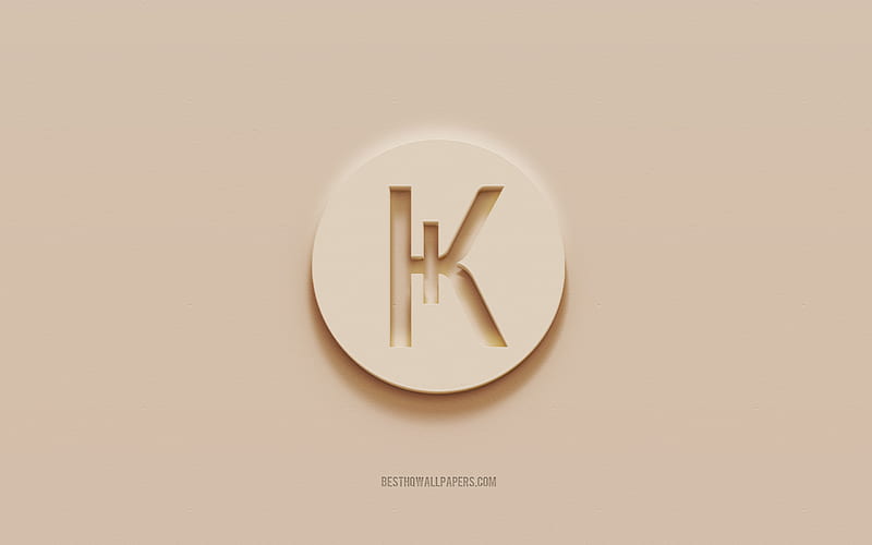 Karbowanec logo, brown plaster background, Karbowanec 3d logo, cryptocurrency, Karbowanec emblem, 3d art, Karbowanec, HD wallpaper
