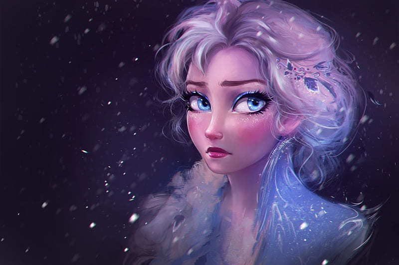 Elsa, snow queen, indicreates, fantasy, girl, frozen 2, pink, blue, HD wallpaper