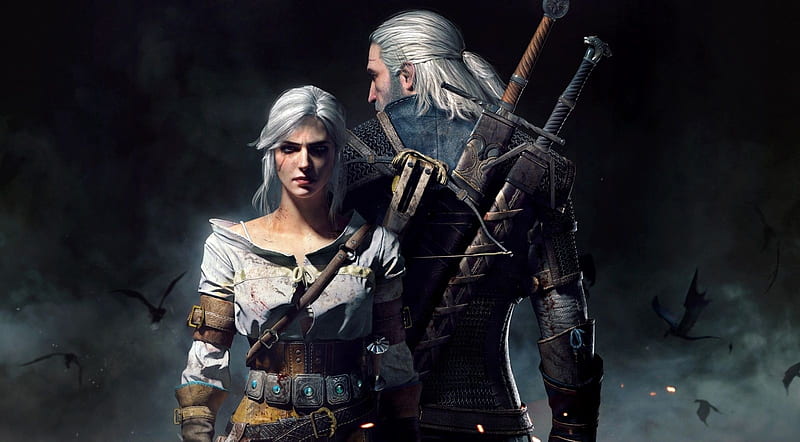 The Witcher 3 - Geralt and Ciri, games, video games, The Witcher, digital art, HD wallpaper