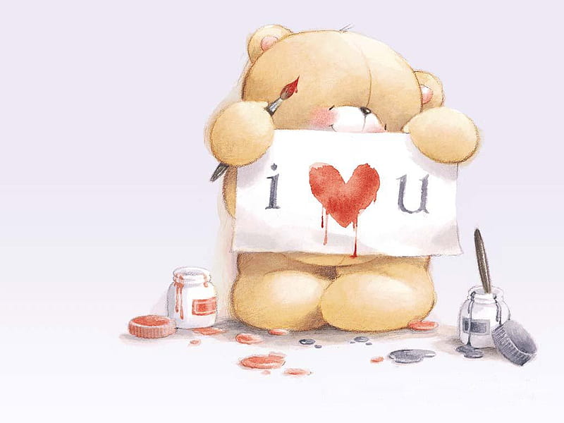 I love you bear, bear, love birds, love, abstract, i love you, cartoon,  cute, HD wallpaper | Peakpx