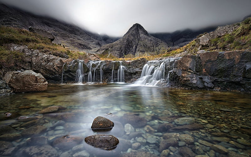 Fairy Pools on the Isle of Skye, rocks, nature, pool, United Kingdom, waterfalls, HD wallpaper