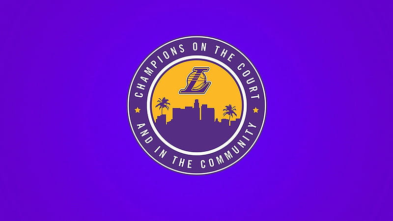 Lakers Champions Of The Court And In The Community Logo Basketball Sports, HD wallpaper