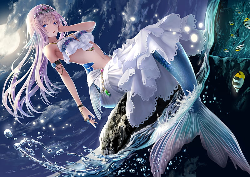 HD wallpaper: Beads Blue Mermaid Anime Other HD Art, cute, girls, tail |  Wallpaper Flare