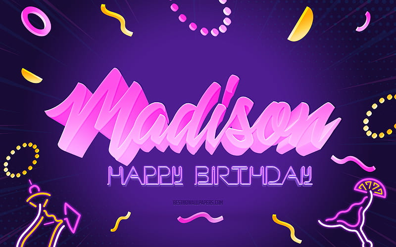 Happy Birtay Madison Purple Madison Background, Madison, creative art, Happy Madison birtay, Madison name, Madison Birtay, Birtay Party Background, HD wallpaper