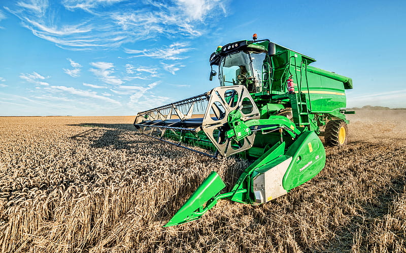 John Deere W550i HillMaster combine harvester, 2021 combines, wheat harvest, harvesting concepts, agriculture concepts, John Deere, HD wallpaper