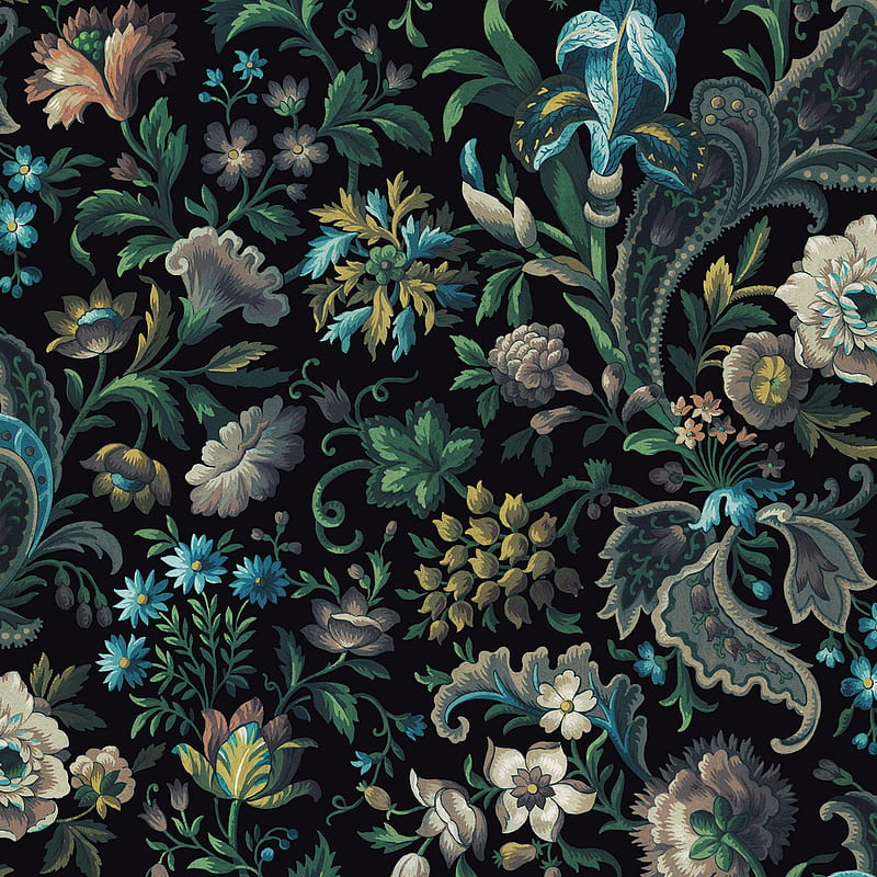pattern, flowers, plants, leaves, HD phone wallpaper