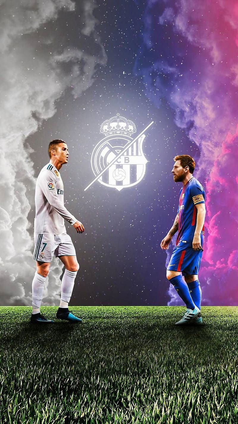 Ronaldo And Messi, Smoky Background, footballer, sportsman, HD phone wallpaper