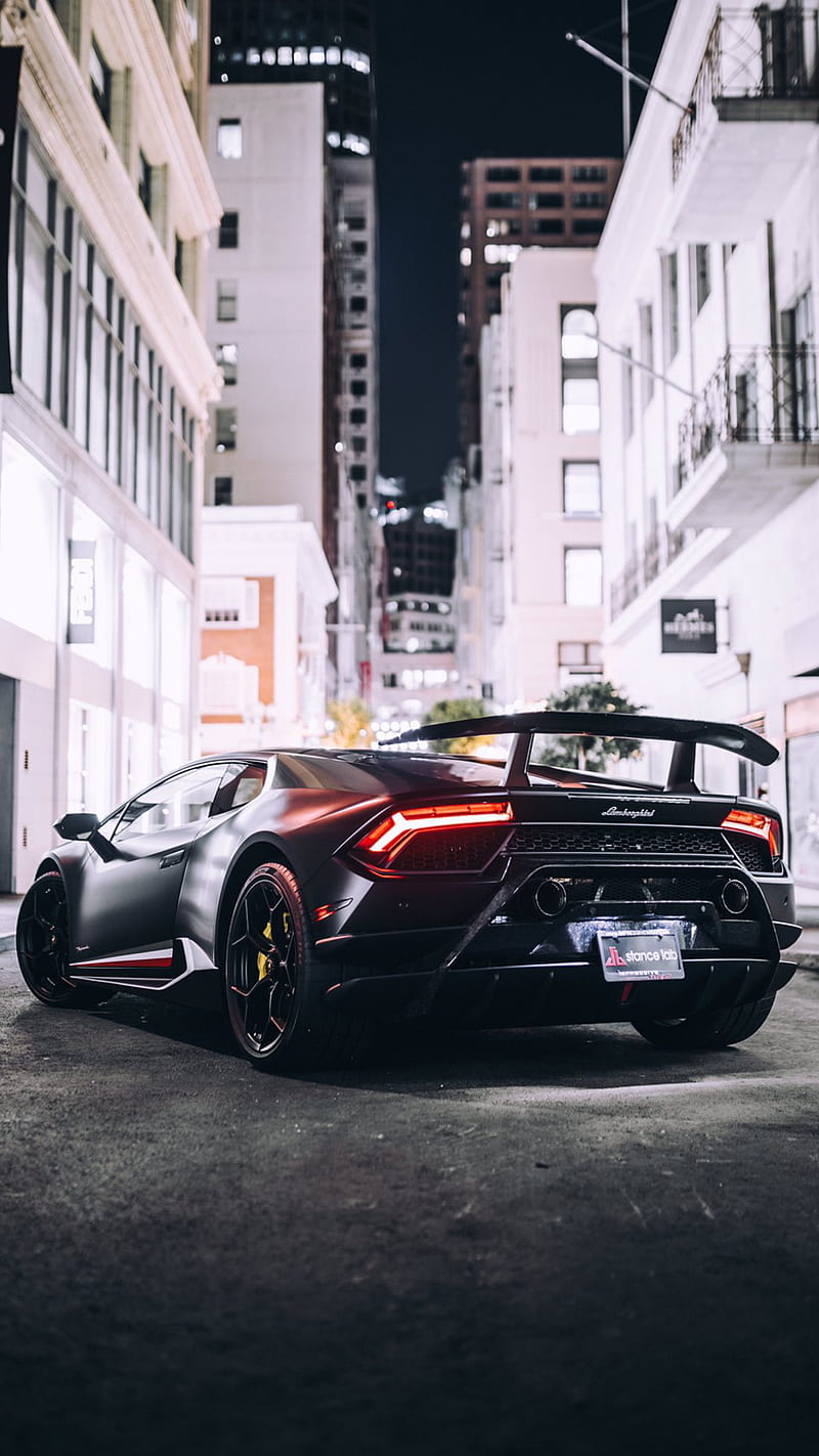 Stealth performante , lamborghini, huracan, black, car, supercar, sports, america, new, night, HD phone wallpaper