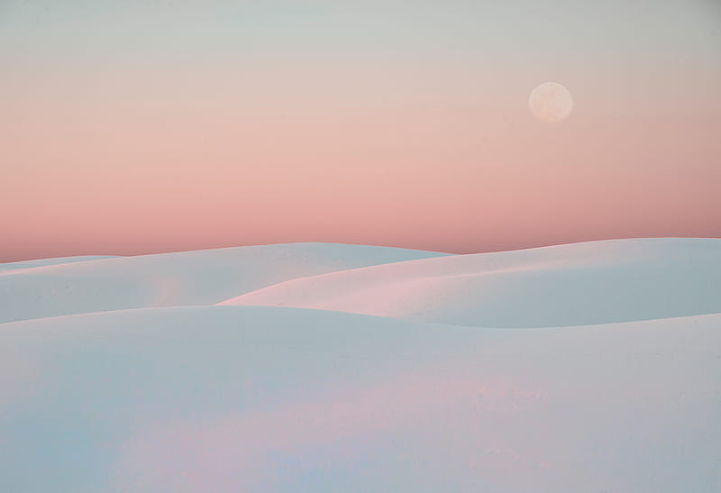 desert, dunes, moon, sand, white, HD wallpaper