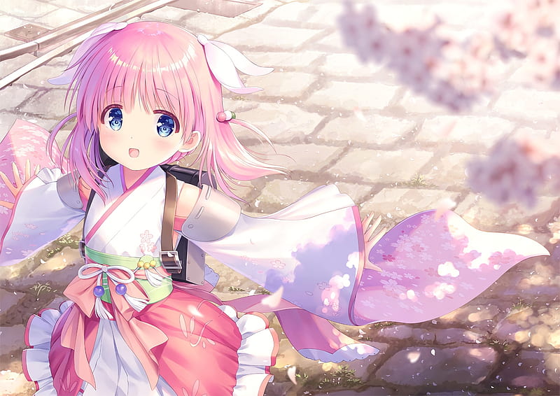 prima doll, haikazura, cute anime girl, loli, pink hair, japanese outfit, Anime, HD wallpaper