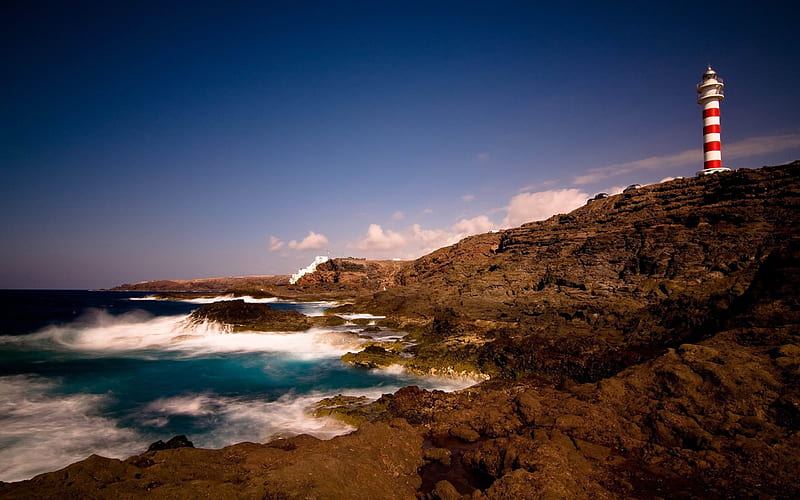 sea lighthouse beach stones-Landscape, HD wallpaper
