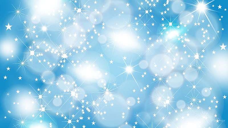 Winter Bokeh and Stars, stars, colors, firefox persona, abstract, lights, winter, bokeh, snow, white, blue, HD wallpaper