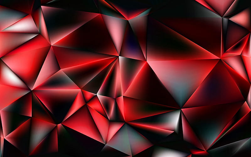 red 3D low poly background abstract art, red crystals, creative, 3D textures, geometric shapes, low poly art, geometric textures, red backgrounds, HD wallpaper