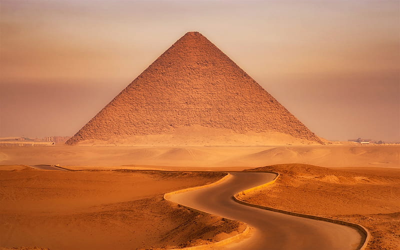 Giza, Cairo, pyramid, evening, sunset, desert, dunes, landmark, Egypt, HD wallpaper