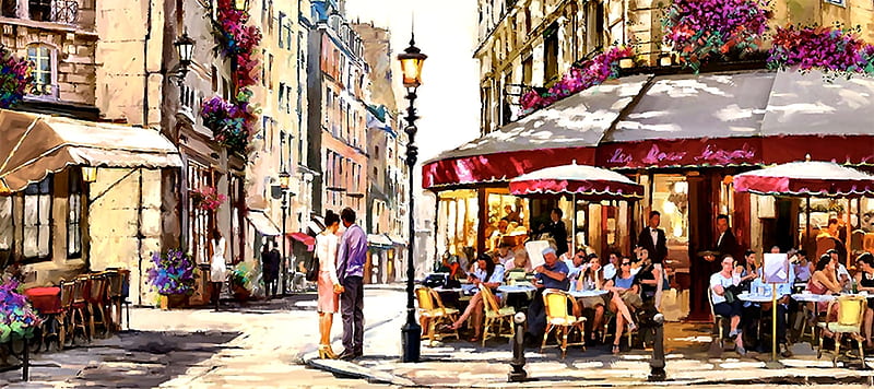 Lovers in Paris - People, art, France, bonito, illustration, artwork ...