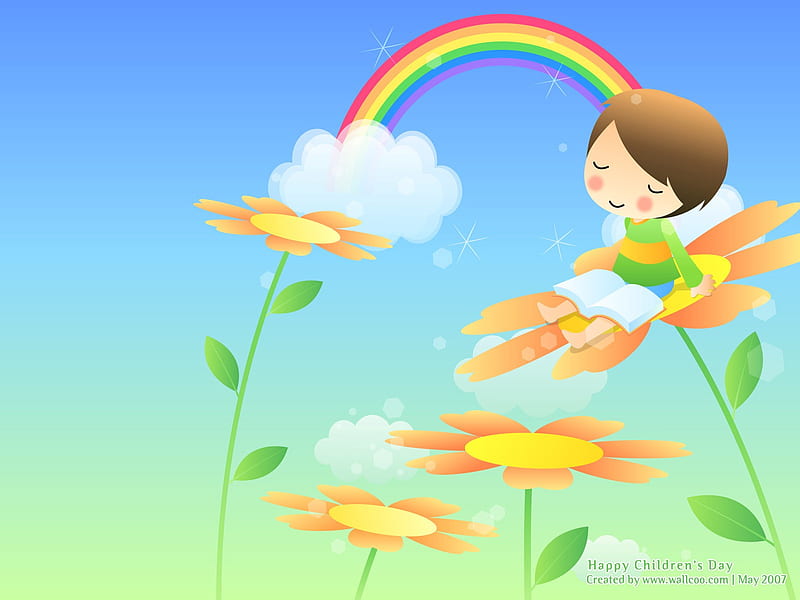 Rainbow girl 713, flowers, cloud girl, rainbow, HD wallpaper Peakpx