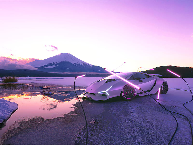 Lamborghini White Mountains, lamborghini-huracan, lamborghini, carros, artstation, HD wallpaper