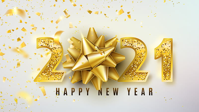 Golden Happy New Year 2021 Word In White Background Happy New Year 2021, HD wallpaper
