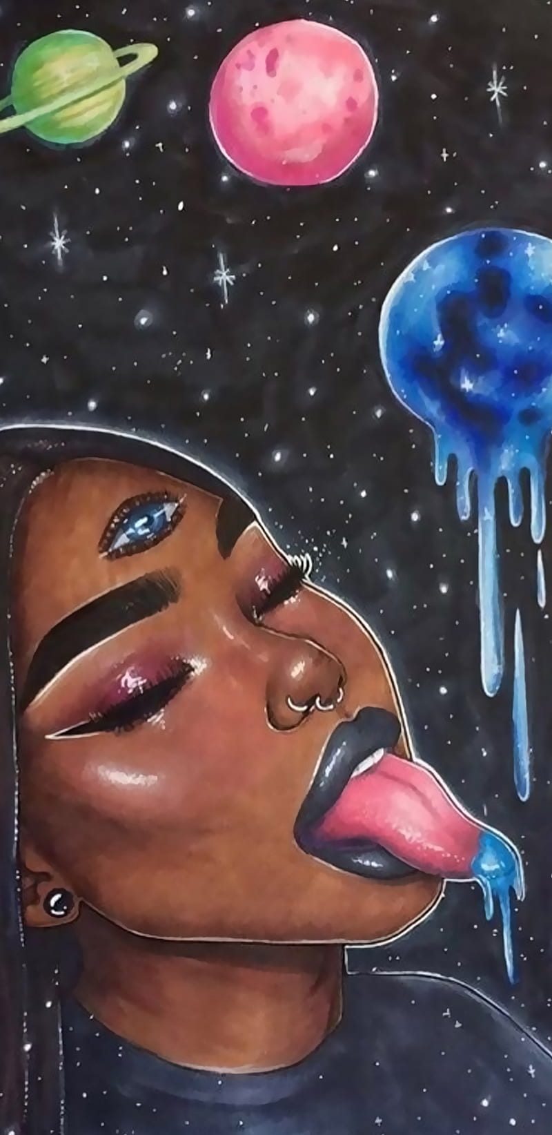 Ebony Queen Lick, abstract, art, black, deep, space, steamroom, urban, HD phone wallpaper