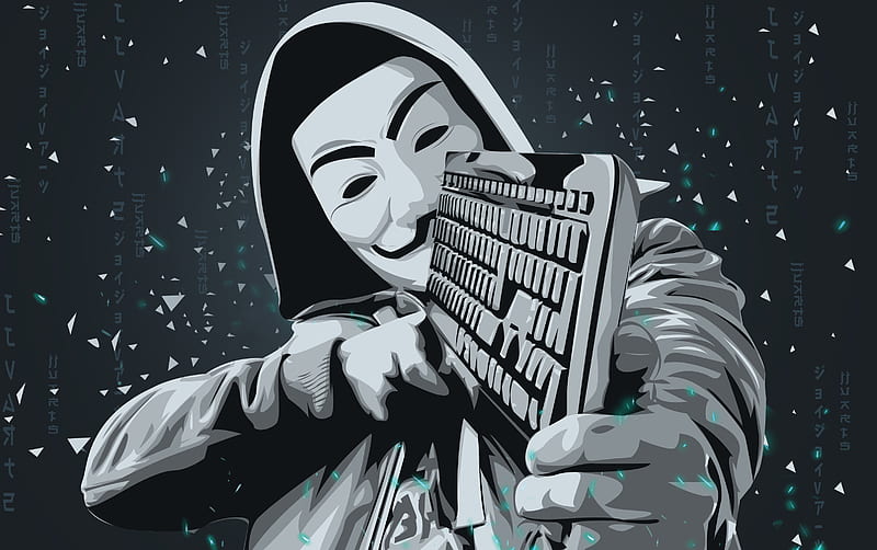 Technology, Anonymous, Keyboard, Mask, HD wallpaper