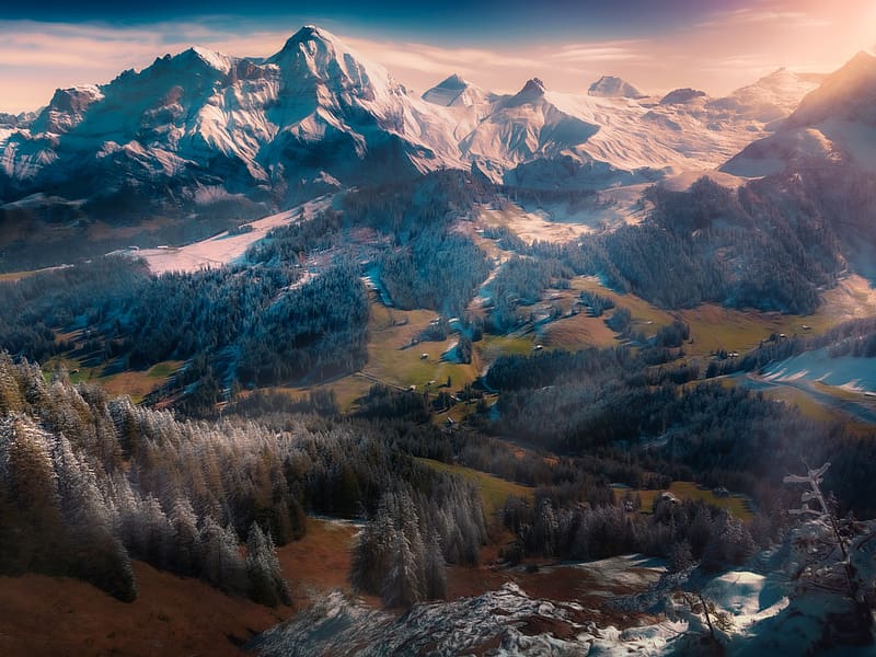 Swiss Alps , Winterscape, Nature, Swiss Christmas, HD wallpaper