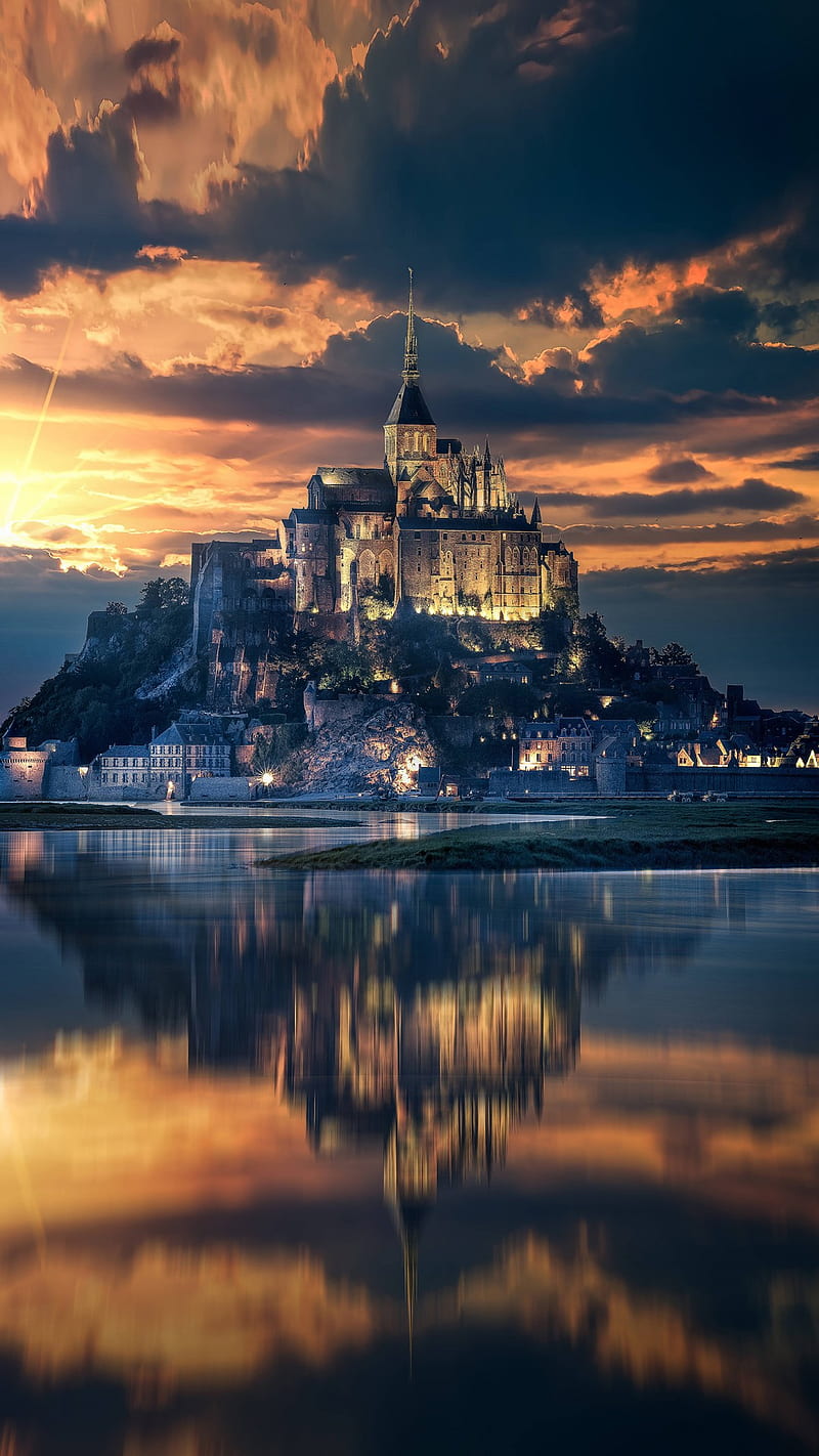 Mont Saint Michel Is, mont-saint-michel island, castle, HD phone wallpaper