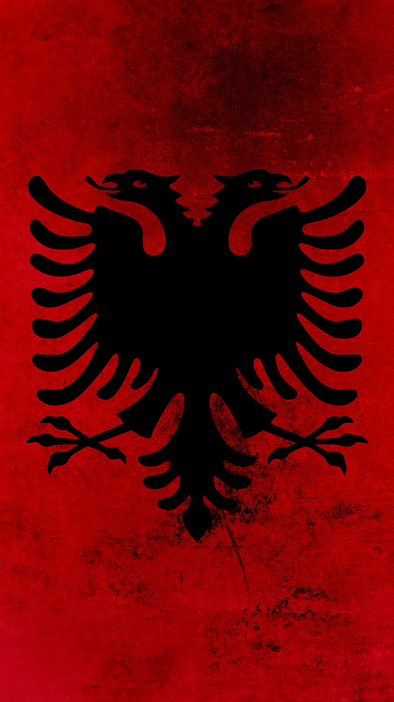 Flag of Albania, flamur, grunge, shqiperi, HD phone wallpaper
