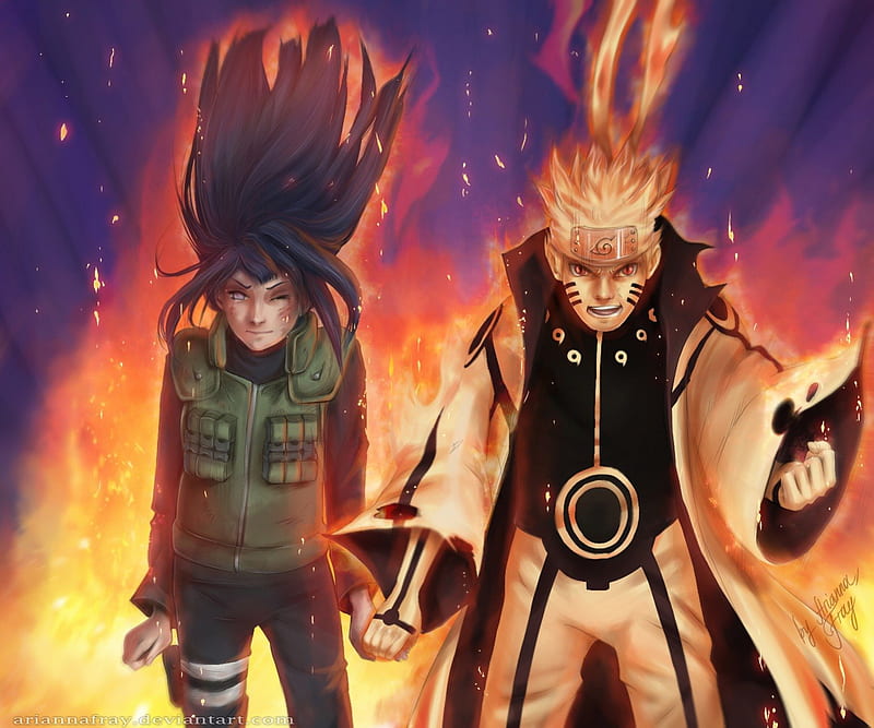 Naruto e Hinata na Quarta Guerra Mundial Ninja #02 Colorido à Mão