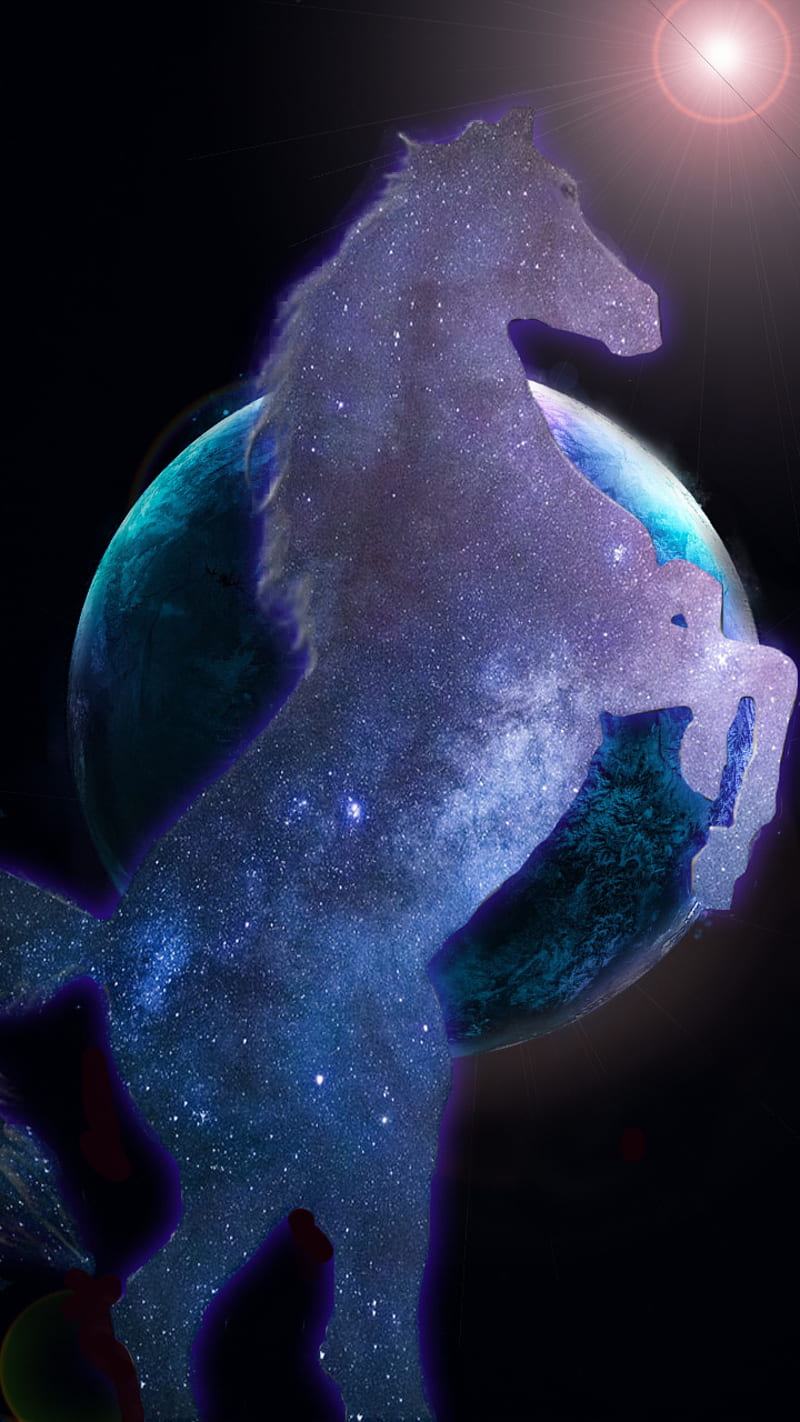 galaxy horse, animal, planets, space, HD phone wallpaper