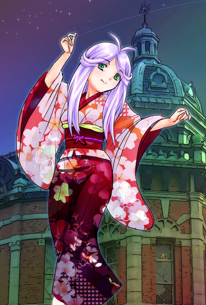 Girl, smile, kimono, dance, anime, HD phone wallpaper | Peakpx