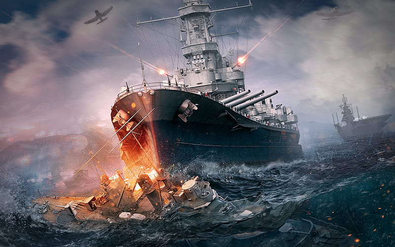 World of Warships, ships, guerra, second world war, battleship, HD wallpaper