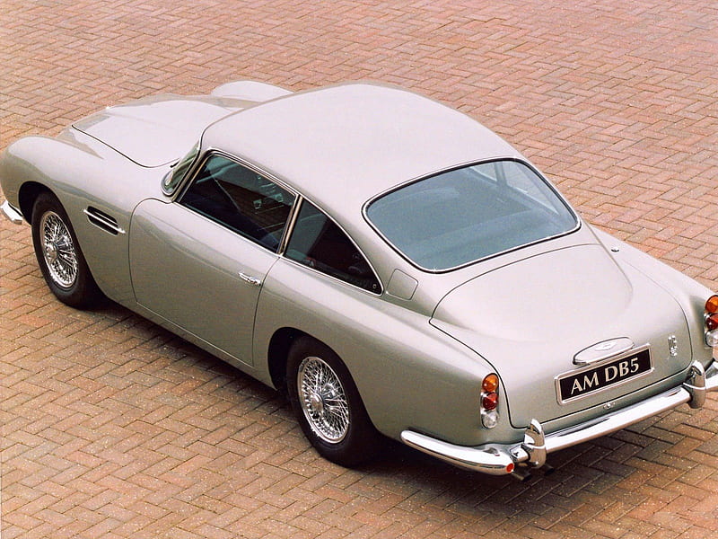 aston martin db5, silver alloys, gris, two seater, front engine, HD wallpaper