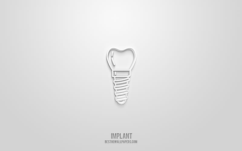 Dental implant 3d icon, white background, 3d symbols, Dental implant, creative 3d art, 3d icons, Dental implant sign, Dentistry 3d icons, HD wallpaper