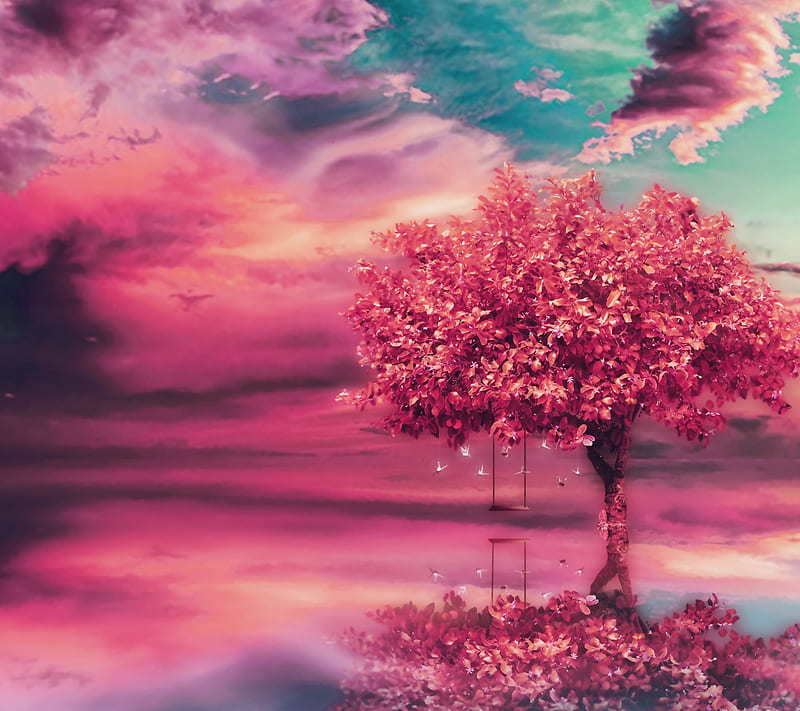 árbol rosado, árbol, hojas, agua, rosa, Fondo de pantalla HD | Peakpx
