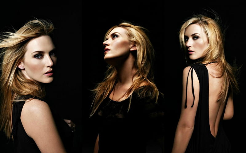 Kate Winslet, girl, actress, black, blonde, collage, by cehenot, woman, HD wallpaper