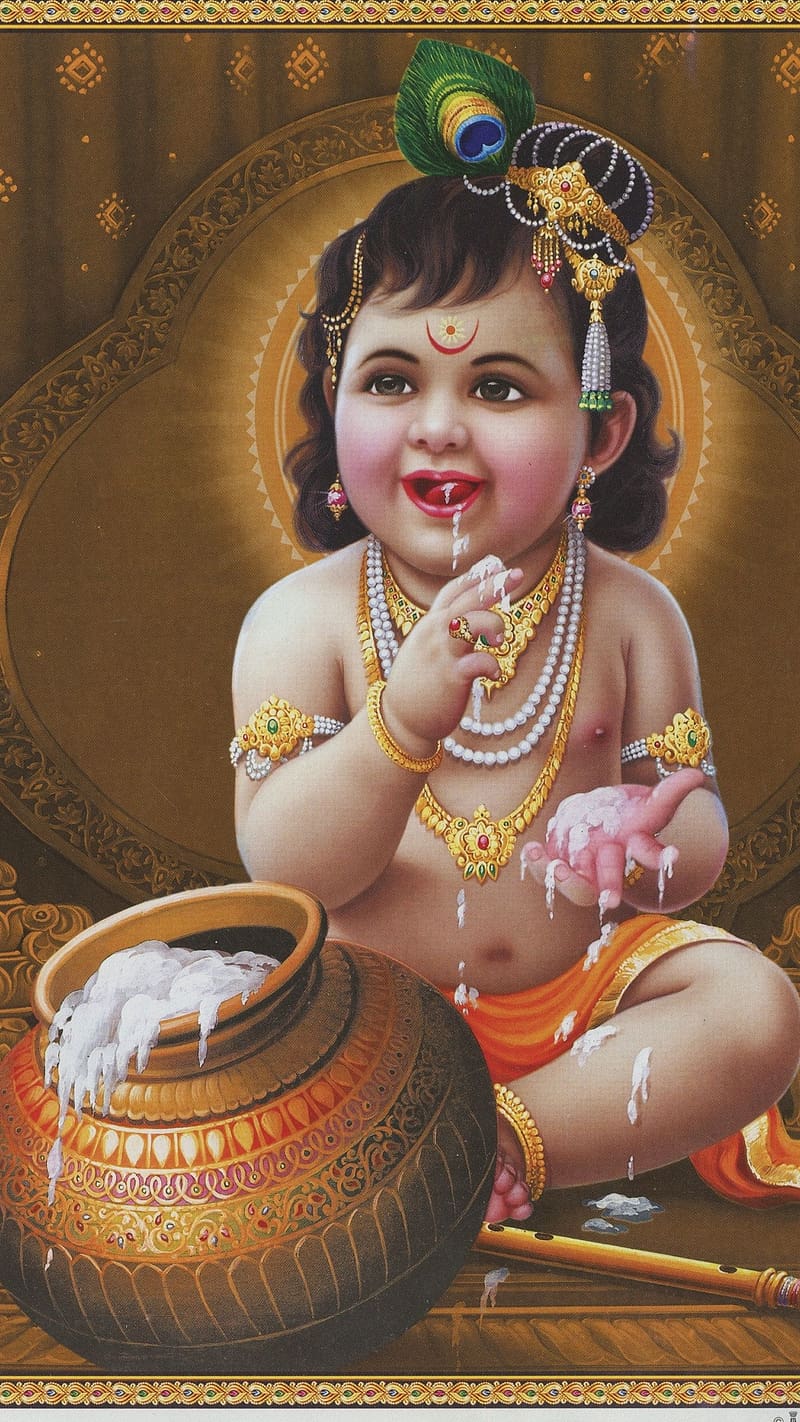 Lord Krishna For Makhan Chor, lord krishna for, cute little krishna, HD phone wallpaper