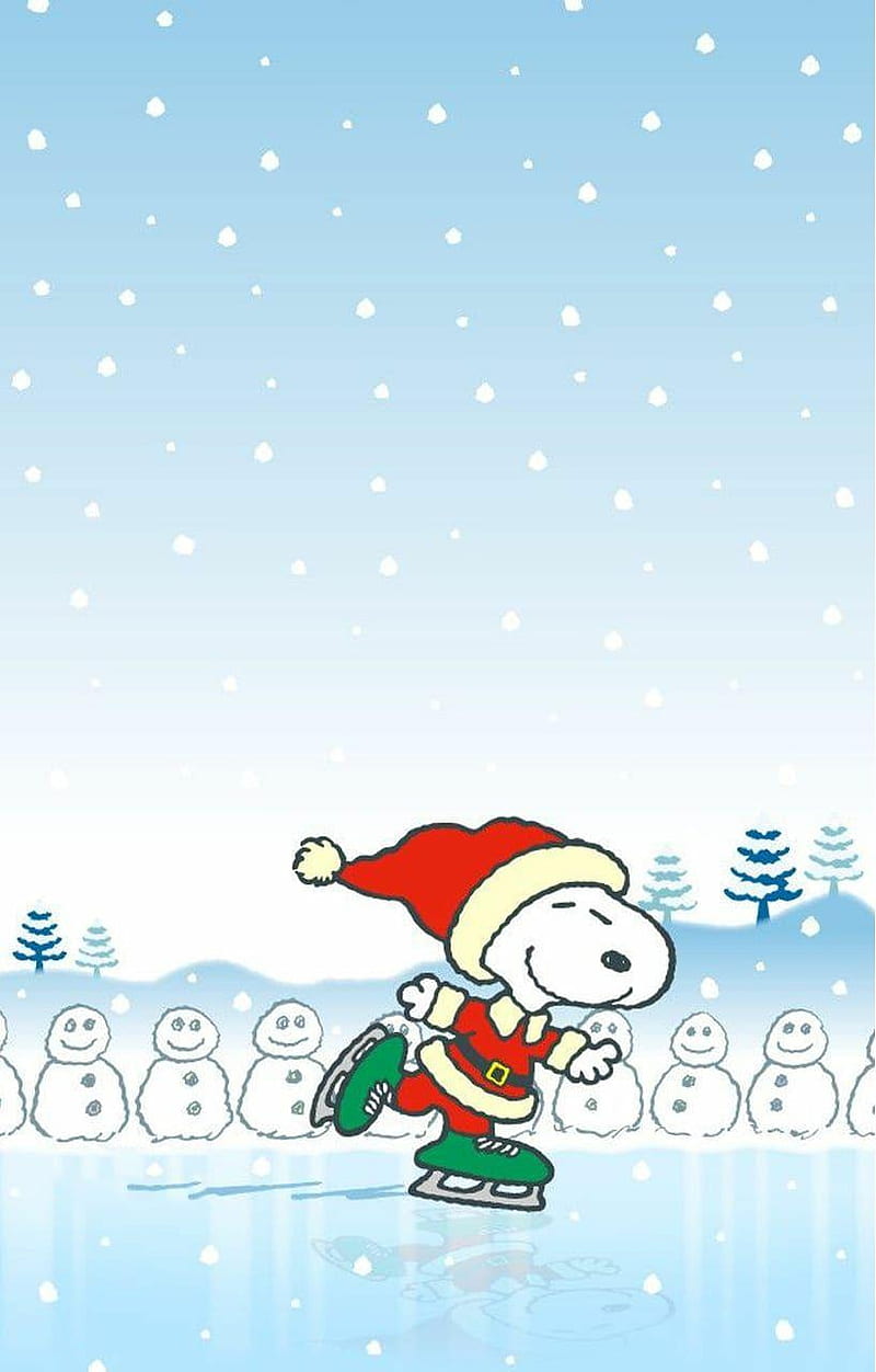 Snoopy Skating, snoopy, christmas, HD phone wallpaper
