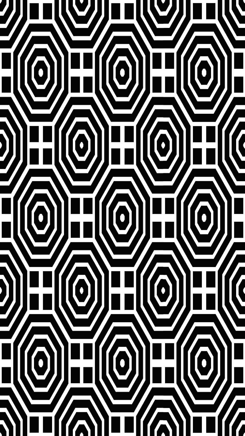 B-W Line Art 11a, black and white, black, white, geometric, octagon, HD phone wallpaper