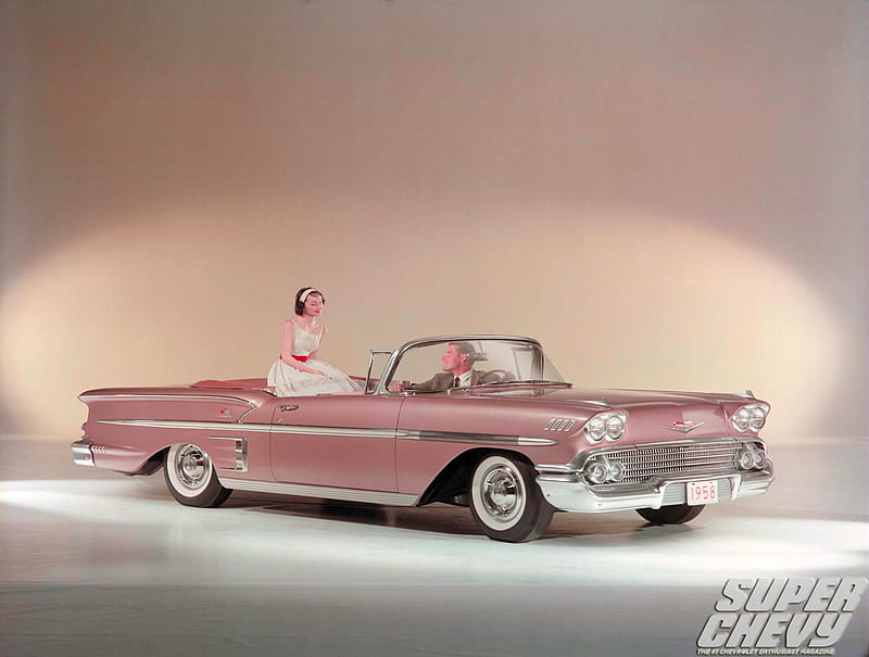 1958-Impala, gm, chevy, conv, bowtie, HD wallpaper