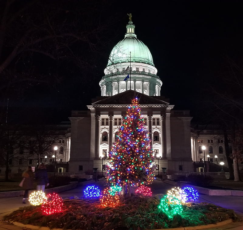 Capitol Christmas, wisconsin, madison, december, lights, HD wallpaper